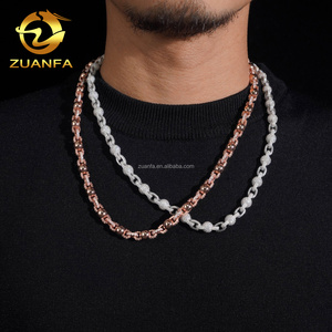 Drop Shipping 8mm popolare stile Hip Hop gioielli ghiacciati fuori 925 <span class=keywords><strong>argento</strong></span> massiccio uomo VVS1 Moissanite diamante Infinity Bead catena sfera - Product Image 3