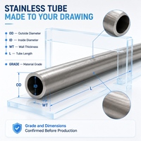 Tube rond sans soudure en acier inoxydable 304 316 sur mesure, fabriqué selon un dessin pour composants industriels, marque Dinto, modèle Dinto-PST-171