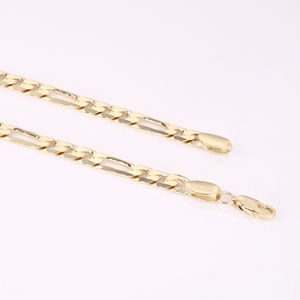 Collar <span class=keywords><strong>de</strong></span> Cadena Figaro <span class=keywords><strong>de</strong></span> Latón Chapado en <span class=keywords><strong>Oro</strong></span> <span class=keywords><strong>de</strong></span> 14K, Joyería Chapada en <span class=keywords><strong>Oro</strong></span>, Cadena Figaro <span class=keywords><strong>para</strong></span> Hombre <span class=keywords><strong>y</strong></span> Mujer - Product Image 3