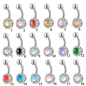 Piercing corporal de acero inoxidable para mujer al por mayor, piercing curvo de ombligo de circonita cúbica de acero quirúrgico, hilo externo, vientre preventivo para alergias - Product Image 1