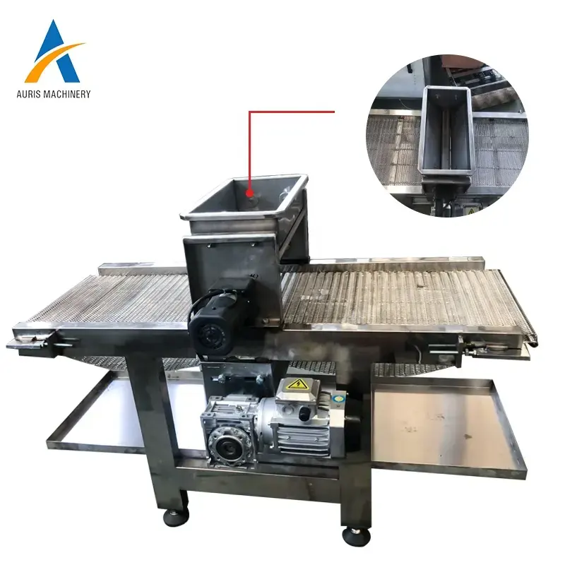 Fully automatic cake/cookie making production line use sugar and salt sprinkling nut sesame sprinkler machine