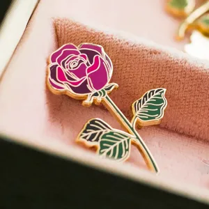 Wholesale Cheap Custom Design Logo Metal Rose Flower Hard Soft Enamel Lapel Pin