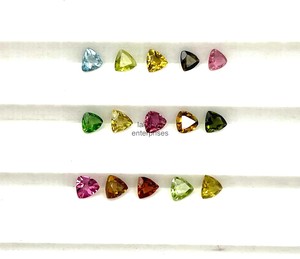 4mm Tourmaline Naturelle Trillion Cut Pierres Précieuses À Facettes Pour La Fabrication De Bijoux Perles En Vrac Multi Tourmaline Pierre Calibré En Gros - Product Image 4