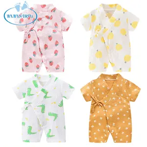 Babyshow Onesie Summer Gauze Short Sleeve Han Chinese Clothing Baby Pajamas Wholesale Baby Rompers Full Woven Unisex 100% Cotton