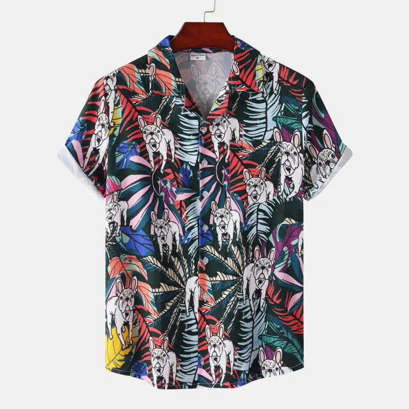 Foreign trade 2022 new men's plus size short-sleeved pattern shirt