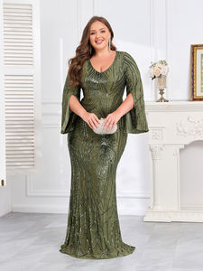 فساتين زمردية خضراء فاخرة بطبعة زهور عتيقة للحفلات الرسمية مقاس كبير فساتين صيفية لوصيفة العروس فساتين طويلة - Product Image 5