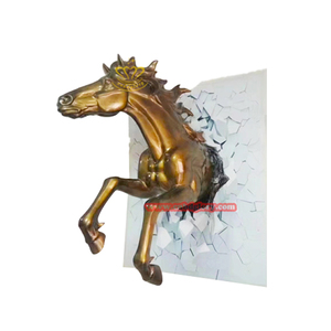 פסל ברונזה להתאמה אישית ראש סוס פסל פסל ידידותי לסביבה מפליז מתכת מלוטשת לבית מלון אמנות קיר חיצוני - Product Image 4