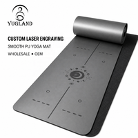 Tapis de yoga en PU lisse Yugaland, 183*68cm, pour entraînement professionnel en salle de sport, vente en gros