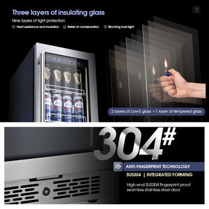 실내외 겸용 가정용 빌트인 음료 쿨러 스테인리스 스틸 100캔 유리문 음료 냉장고 - Product Image 3
