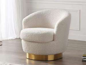 Modern Soft Wide <b>Upholstered</b> Swivel Barrel <b>Chair</b> Living Room Leisure <b>Chair</b> Lounge <b>Chair</b> For Home Hotel Furniture - Product Image 2