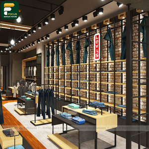 Custom Clothing Store Display Cabinet Garment Rack <b>Wall</b> Shelf Cashier Counter Boutique Lighting Fixture - Product Image 1