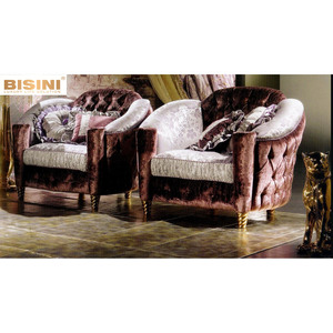 Divano Singolo di Lusso in Tessuto per Villa di Prestigio, Classico Rosso <span class=keywords><strong>e</strong></span> Bianco, Imbottito in Legno per Salotto - Product Image 1