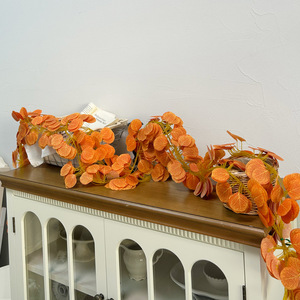 Artificial Orange Eucalyptus Leaves Vines 2m Hanging Indoor <b>Wedding</b> Decor Photography <b>Props</b> - Product Image 2