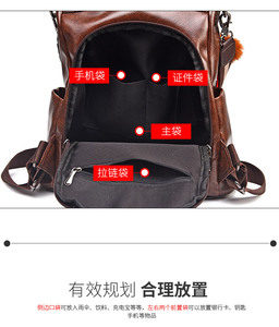Women PU Leather <b>Backpacks</b> Vintage Female Shoulder Bag Travel Ladies Bagpack <b>School</b> Bags - Product Image 3