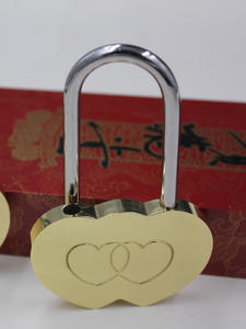 No Keyed pad lock inciso Double Heart Lock Lovers regali di nozze lucchetto in ottone love lock - Product Image 4