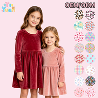 Robe Romantique Unie à Manches Longues pour Petites Filles, Col Rond, Taille Empire, Jupe Évasée, Service Personnalisé pour Tenues de Fête et Événements pour Enfants