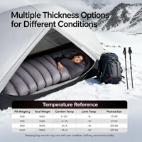 Sac de couchage compact pour adultes, rectangulaire, ultraléger, écologique, en duvet, pour le camping en plein air