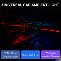 Kit Lampu Ambient LED Terkontrol Aplikasi Pintar untuk Mobil, Strip Lampu Interior Multiwarna untuk Dekorasi Otomatis