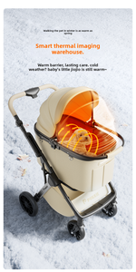 BNDC Intelligent <b>Dog</b> Pet Stroller-Durable 4-Wheel Aluminum Frame with Foldable Design Heated Cooling System - Product Image 2