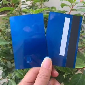 库存4442蓝色空白金属信用卡不锈钢拉丝成品金属卡，芯片插槽无最小起订量