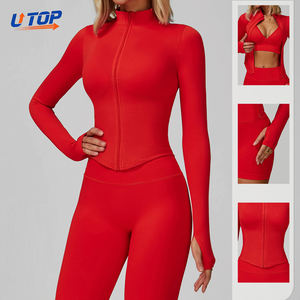 女式户外保暖压缩跑步夹克透气氨纶运动服前拉链舒适瑜伽上衣速干 - Product Image 1