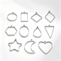 Colgantes geométricos de marco abierto en blanco, bandejas huecas de acero inoxidable impermeables para cabujones, para collares, pendientes y suministros de manualidades.