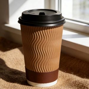 Gobelets en papier ondulé compostables de 16 oz, personnalisés et imprimés, pour boissons à emporter, avec couvercles à boire, vaisselle jetable - Product Image 5
