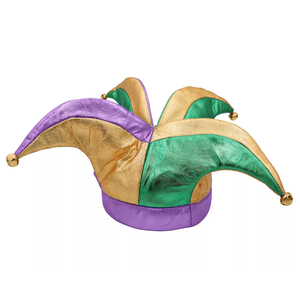 Adulte Mardi Gras Bouffon Clown <span class=keywords><strong>Arlequin</strong></span> Ensemble Chapeau Col Couvre-chaussures Jingle Bells Accessoire Kit Avec Violet Vert Jaune Couleurs - Product Image 3