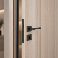 Modern Light Oak Interior Wooden Door with Vertical Fluted Stripe Contemporary Solid Core Bedroom Timber Door