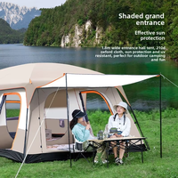 Carpa de Camping Familiar de Lujo 2 en 1, Impermeable, de Tela Oxford, para las Cuatro Estaciones, Doble Capa, para 5-8 Personas, Más Vendida