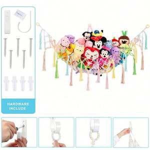 Hamac de rangement pour jouets en peluche, organiseur pour 30 à 40 animaux en peluche, hamac en maille - Product Image 4