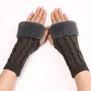 Automne hiver femmes tricoté demi doigt <span class=keywords><strong>laine</strong></span> <span class=keywords><strong>gants</strong></span> sans doigts bras manches <span class=keywords><strong>gants</strong></span> chauds - Product Image 4