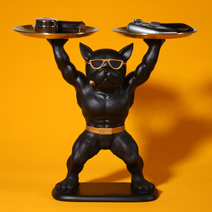 Ornements créatifs personnalisés pour la décoration de la maison moderne Figurine de chien en résine artisanale <span class=keywords><strong>Bouledogue</strong></span> <span class=keywords><strong>anglais</strong></span> musclé Statue Plateau décoratif de table Art - Product Image 5