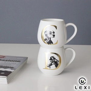 Tasse en céramique en forme d'œuf avec initiale dorée et motif animal, tasse à café en <span class=keywords><strong>porcelaine</strong></span> pour la maison, le bureau ou comme cadeau - Product Image 3