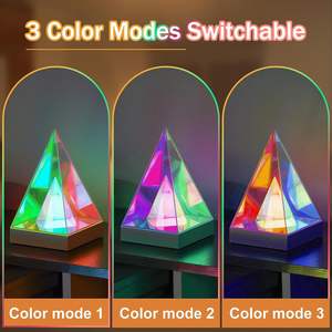 LED Pyramid Night Light Acrylic RGB Decorative Desk Lamp with Remote Control <b>Game</b> Room Bedroom Bedside Creative Decorative Light - Product Image 6