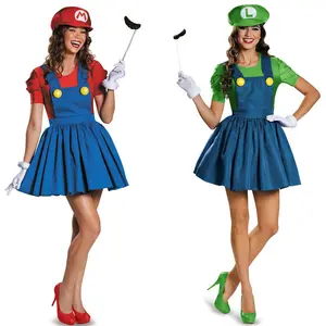 Cadılar bayramı süper Mario Bros kostüm kadınlar seksi elbise tesisatçı kostüm yetişkin Cosplay süslü elbise TV & film kostümleri 1 adet/opp torba