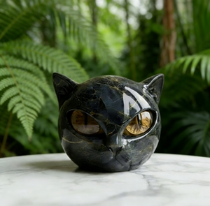 Escultura de Cabeza de Gato de Resina Hecha a Mano de Alta Calidad al por Mayor, Decoración del Hogar Estilo Bohemio Tallada - Product Image 1