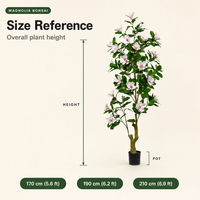 Bonsaï de magnolia artificiel 170-210 cm, faux arbre en plastique en pot pour la décoration intérieure et extérieure de la maison, du bureau et de l'hôtel