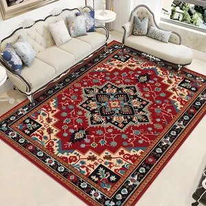 미끄럼 방지 백업 거실 카펫/러그 레트로 에스닉 기하학적 카펫과 3D 페르시아 패턴