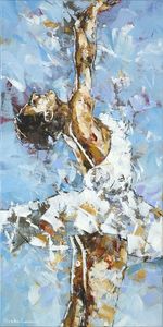 Pinturas de bailarina de <span class=keywords><strong>Ballet</strong></span> cuadros pintados a mano cuchillo abstracto pintura al óleo sobre lienzo arte de pared para sala de estar decoración del hogar - Product Image 2