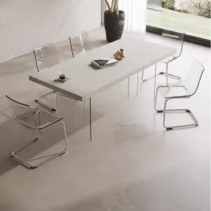 Modern ev restoran mobilya Mdf ahşap ahşap akrilik dikdörtgen yemek masası yemek masası