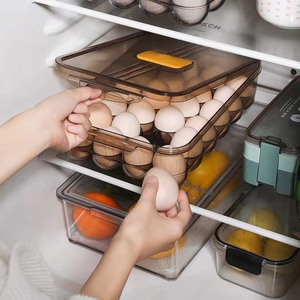 Boîte de rangement transparente pour œufs avec couvercle, plateau à œufs multicouche pour réfrigérateur, organisateur de conservation des aliments frais pour réfrigérateur - Product Image 3