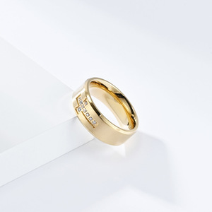 yunnique popular minimalist hip-hop style diamond-encrusted cross titanium steel ring, a unique, light luxury, and - Product Image 4
