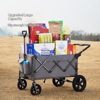 Chariot de camping pliable avec auvent, chariot portable à 4 roues pour la plage, les pique-niques et le jardin, grande capacité de rangement