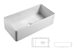 <span class=keywords><strong>Lavello</strong></span> da <span class=keywords><strong>Cucina</strong></span> Moderno in Ceramica Bianca da 36 Pollici, Design Rettangolare con Frontale a Grembiule, Certificato CUPC - Product Image 6