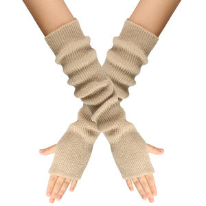 FF3174 femmes tricot chauffe-poignets gants chauds mitaines avec trou pour le pouce hiver manchettes chaussettes longs tricotés gants sans doigts - Product Image 1