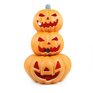 Décor de scène d'Halloween Jack-o'-lantern avec une variété d'expressions, décorations de citrouilles originales, citrouilles creuses de grande taille - Product Image 3