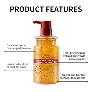 Champú Anticaída de Marca Blanca 100% Jengibre y Raíz de Ginseng, Fortalece el Cabello, Estimula el Crecimiento, Champú de Queratina para Cabello Grueso - Product Image 4