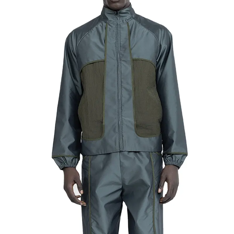 Personalizado bordado treino sublimação 2 peças curto set equipe ginásio roupas patchwork camisa streetwear jaqueta de trabalho para homens