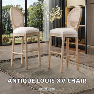 Chaise <span class=keywords><strong>de</strong></span> salle à manger moderne <span class=keywords><strong>style</strong></span> français <span class=keywords><strong>Louis</strong></span> <span class=keywords><strong>XV</strong></span> en bois massif chaise <span class=keywords><strong>de</strong></span> bar antique à dossier rond pour la maison, le <span class=keywords><strong>bureau</strong></span> et l'hôtel - Product Image 2